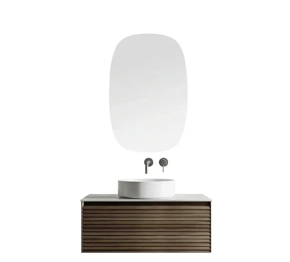 Ember Fluted Wall Hung Vanity - Black Walnut | 900 x 500mm (Cabinet Only) Bagno D'Oro