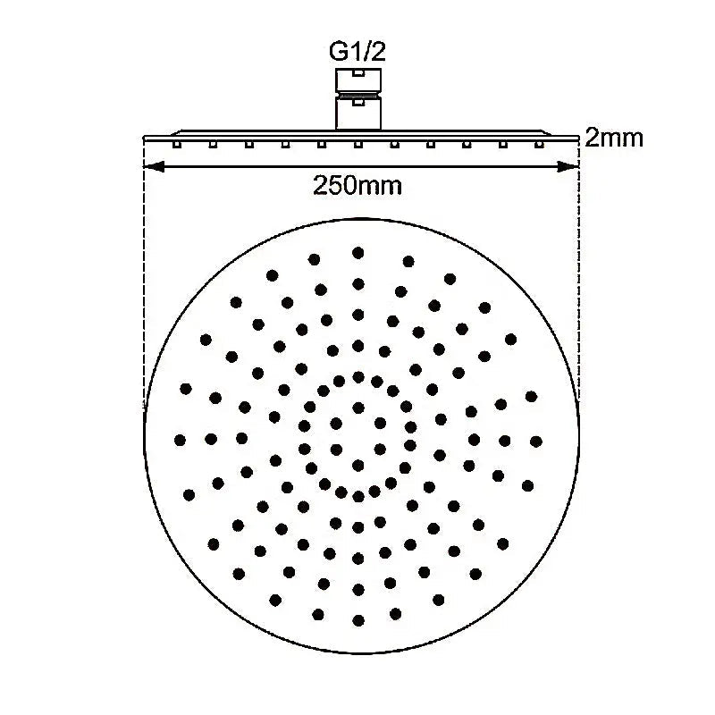 250mm Black Shower Head Aquaperla