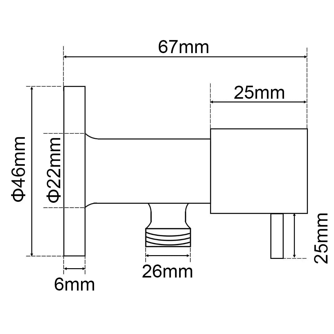 Bathroom Round Chrome 1/4 Turn Washing Machine Stop Tap(One Piece) Aquaperla