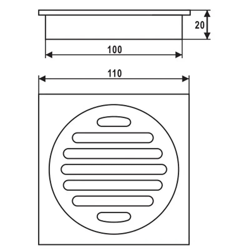 110x110mm Black Floor Drain Aquaperla