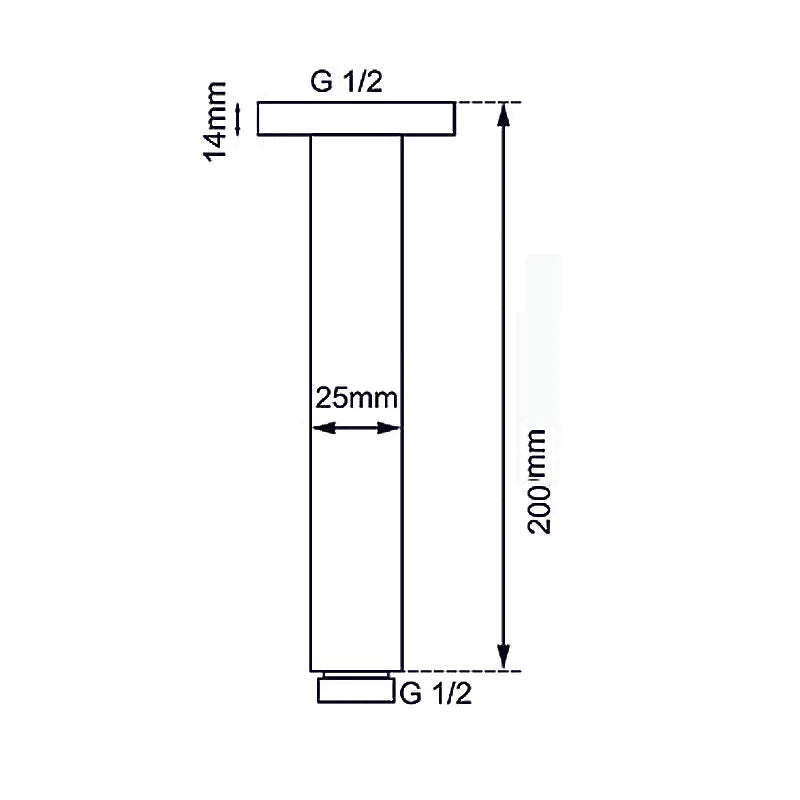 200mm Brushed Brass Ceiling Shower Arm Aquaperla