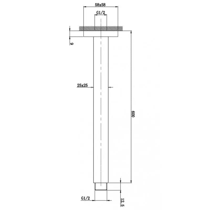 600mm Chrome Ceiling Shower Arm Aquaperla