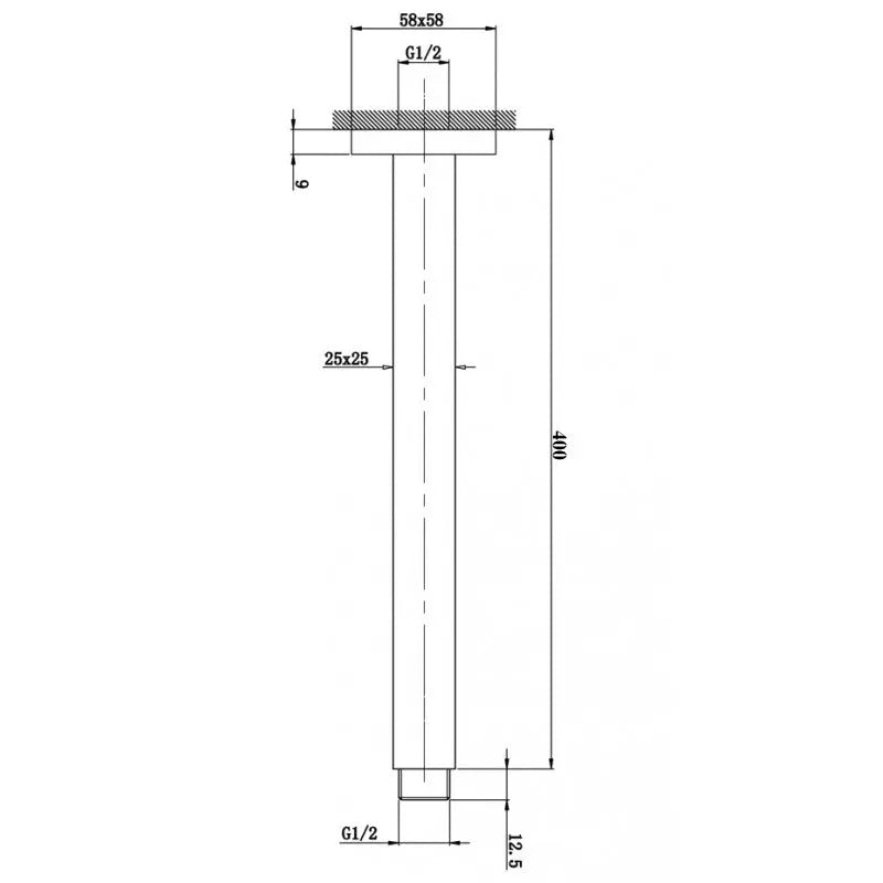 400mm Black Ceiling Shower Arm Aquaperla