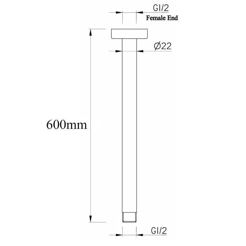 600mm Chrome Ceiling Shower Arm Aquaperla