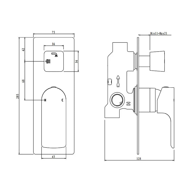 VOG - Brushed Brass Diverter Mixer Aquaperla