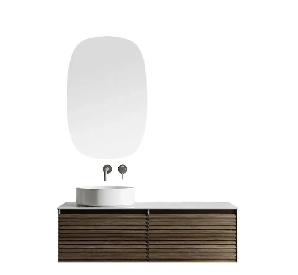 Ember Fluted Wall Hung Vanity - Black Walnut | 1200 x 500mm (Cabinet Only) Bagno D'Oro