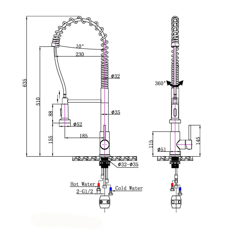 Chrome Pull Out Kitchen Mixer Aquaperla