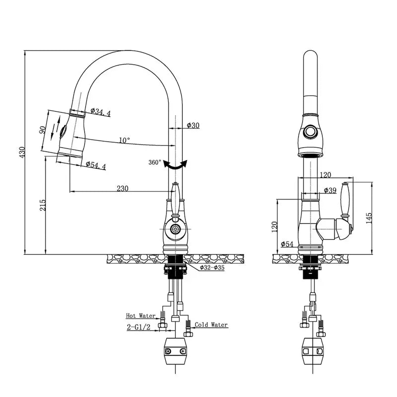 Black Pull Out Kitchen Mixer Aquaperla