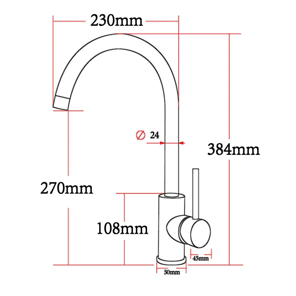 Brushed Brass Standard Kitchen Mixer Aquaperla