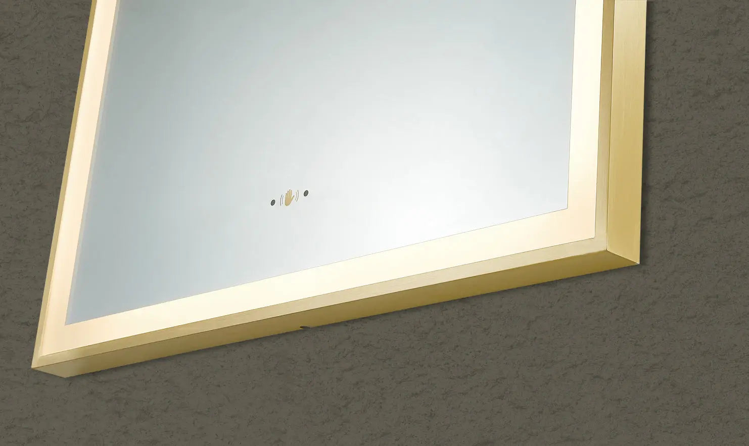 Aura Brushed Gold Arched Touchless 600 X 900 Framed LED Mirror - Three Light Temperatures Poseidonbk