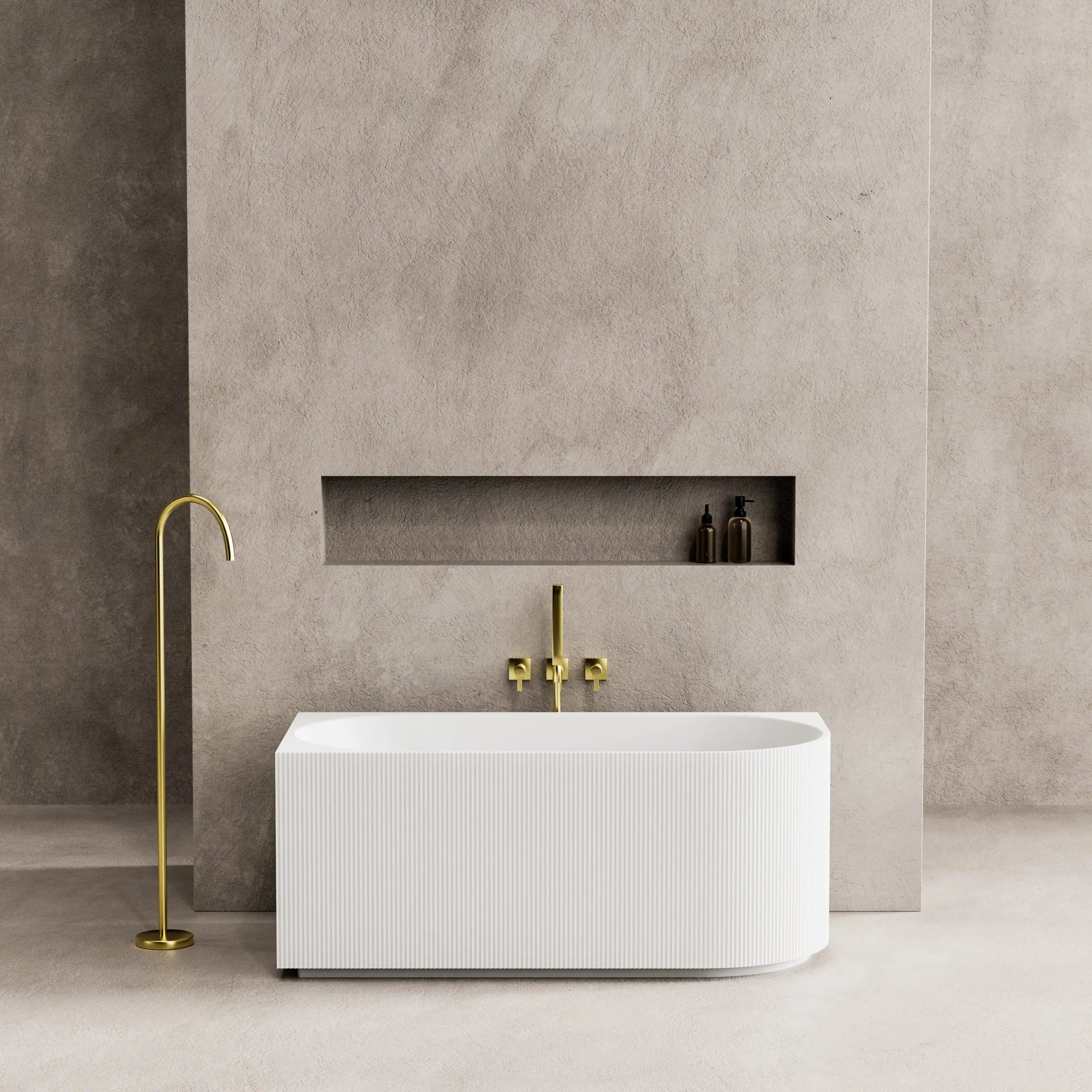 Capri Oval Fluted Freestanding Left Corner Bath 1500X750X580MM Poseidonbk