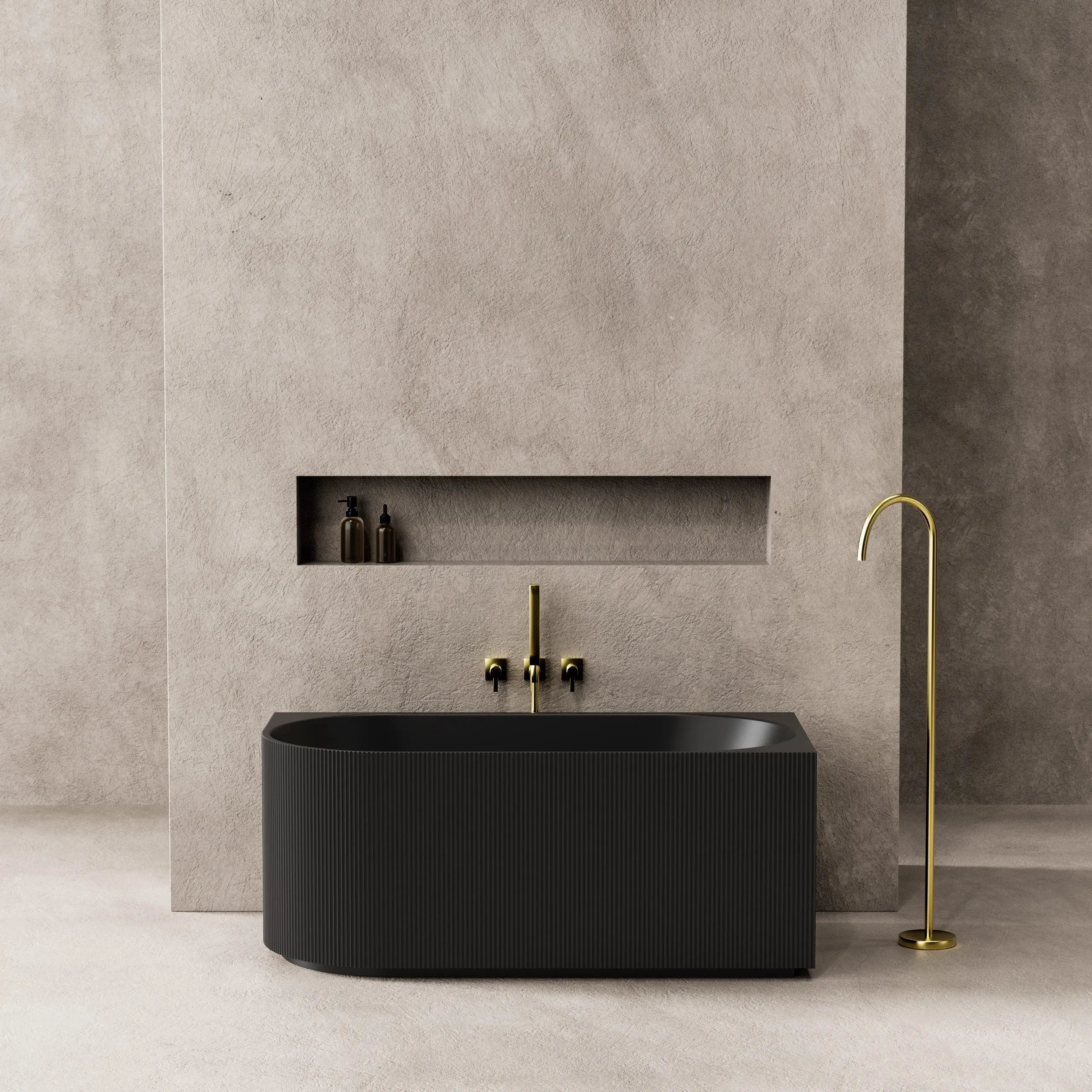 Capri Oval Fluted Freestanding Right Corner Bath 1500X750X580MM Poseidonbk