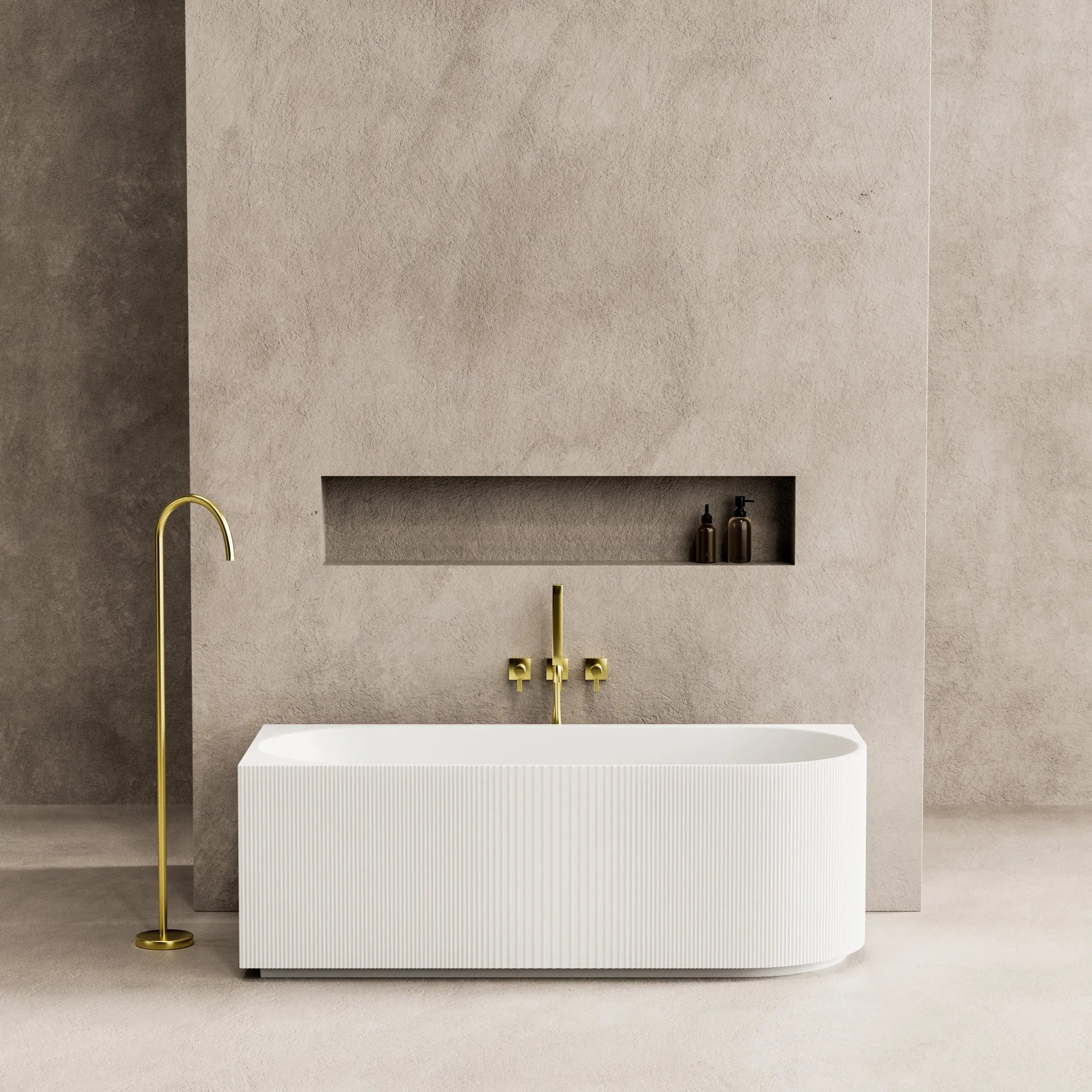 Capri Oval Fluted Freestanding Left Corner Bath 1700X800X580MM Poseidonbk