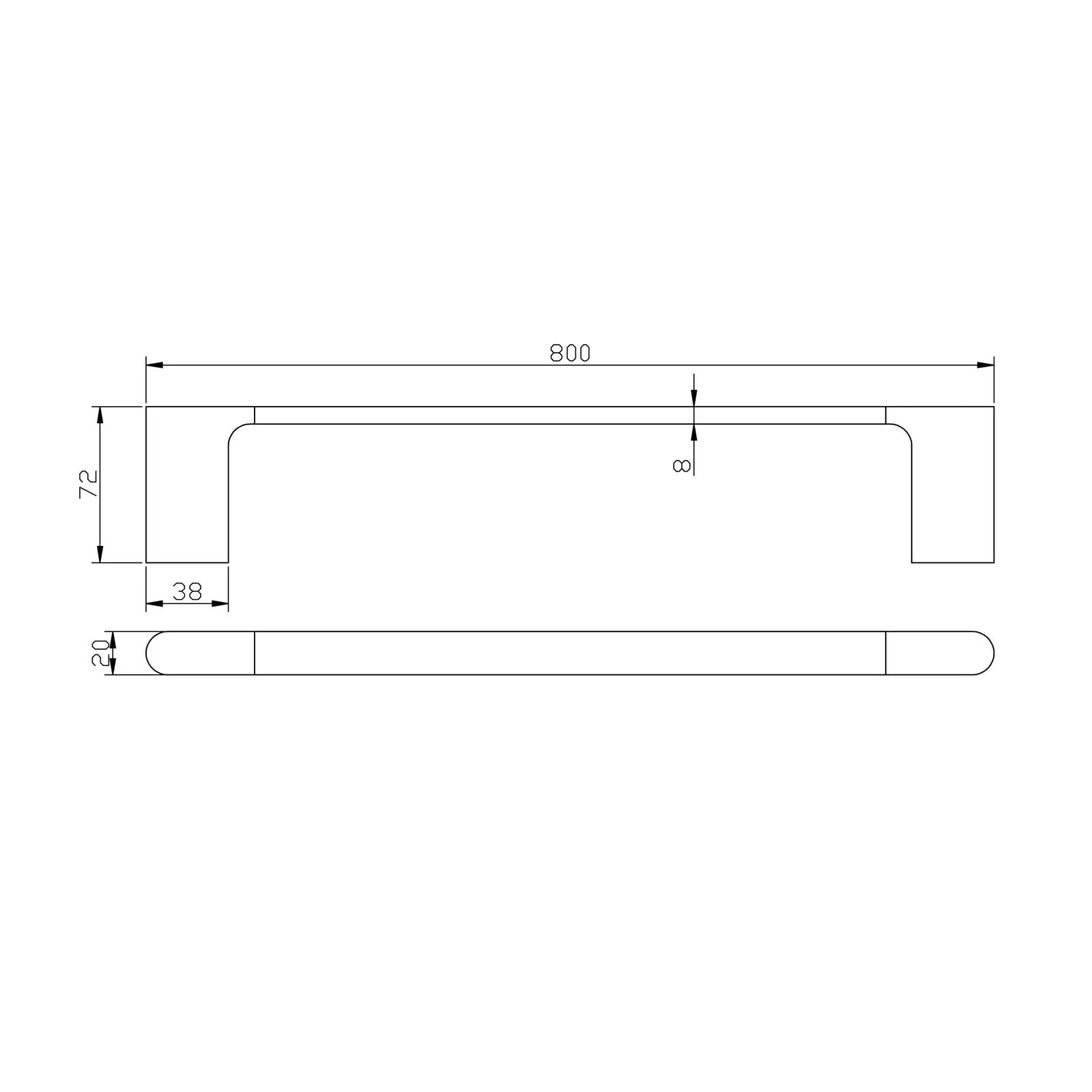 VOG - 800mm Gunmetal Single Towel Rail Aquaperla