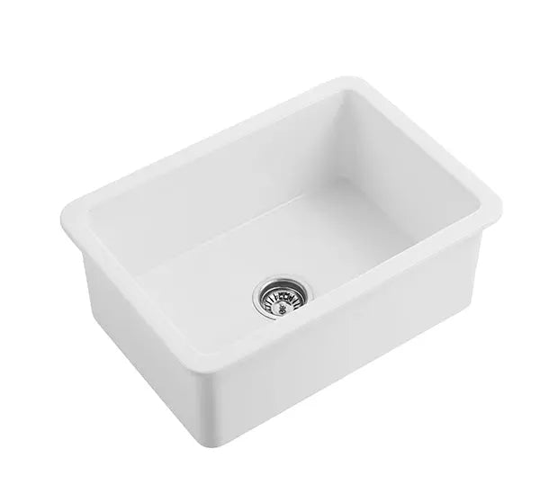 Gloss White Camden Fireclay Kitchen Sink Single Bowl 677*470*254mm Poseidonbk
