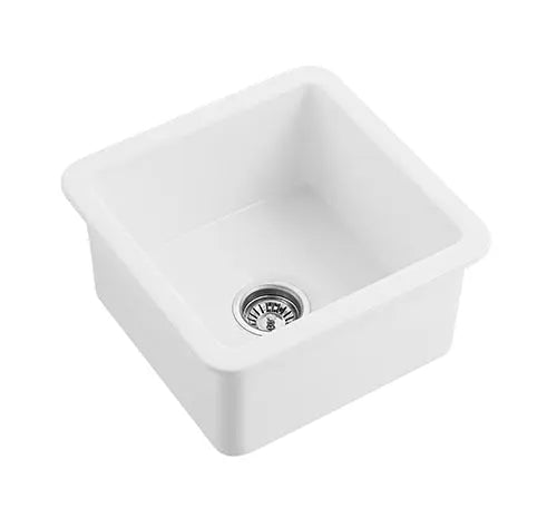Gloss White Camden Fireclay Kitchen/Laundry Sink Single Bowl 457*457*228mm Poseidonbk