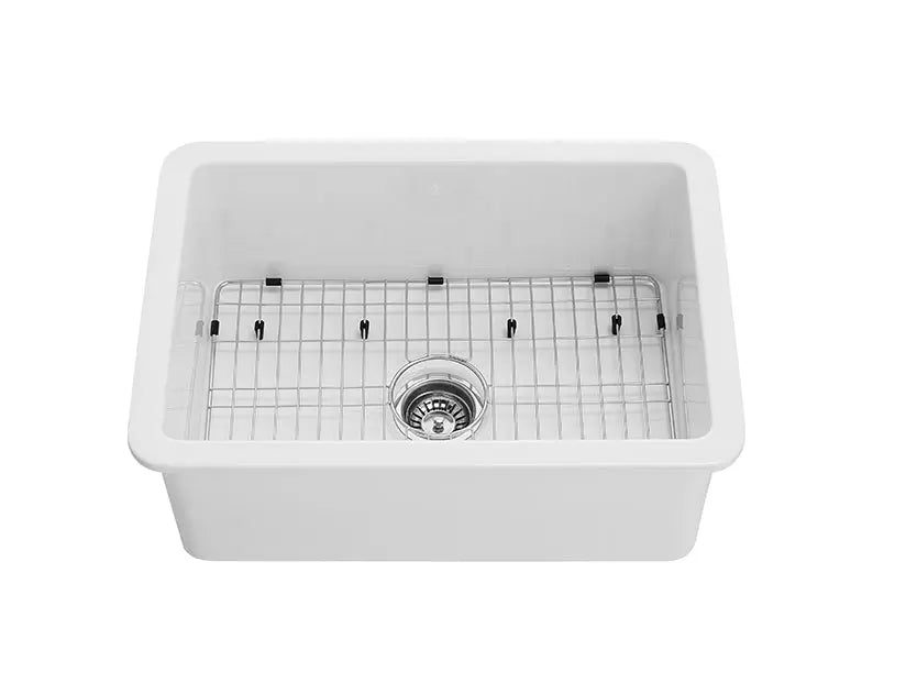 Gloss White Camden Fireclay Kitchen Sink Single Bowl 677*470*254mm Poseidonbk