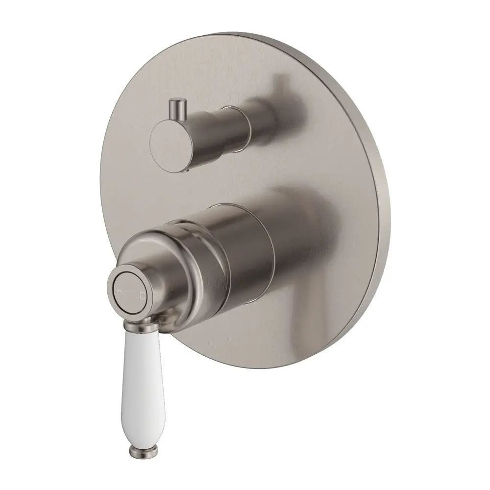 Eleanor Wall Diverter Mixer, Brushed Nickel / Ceramic fienza