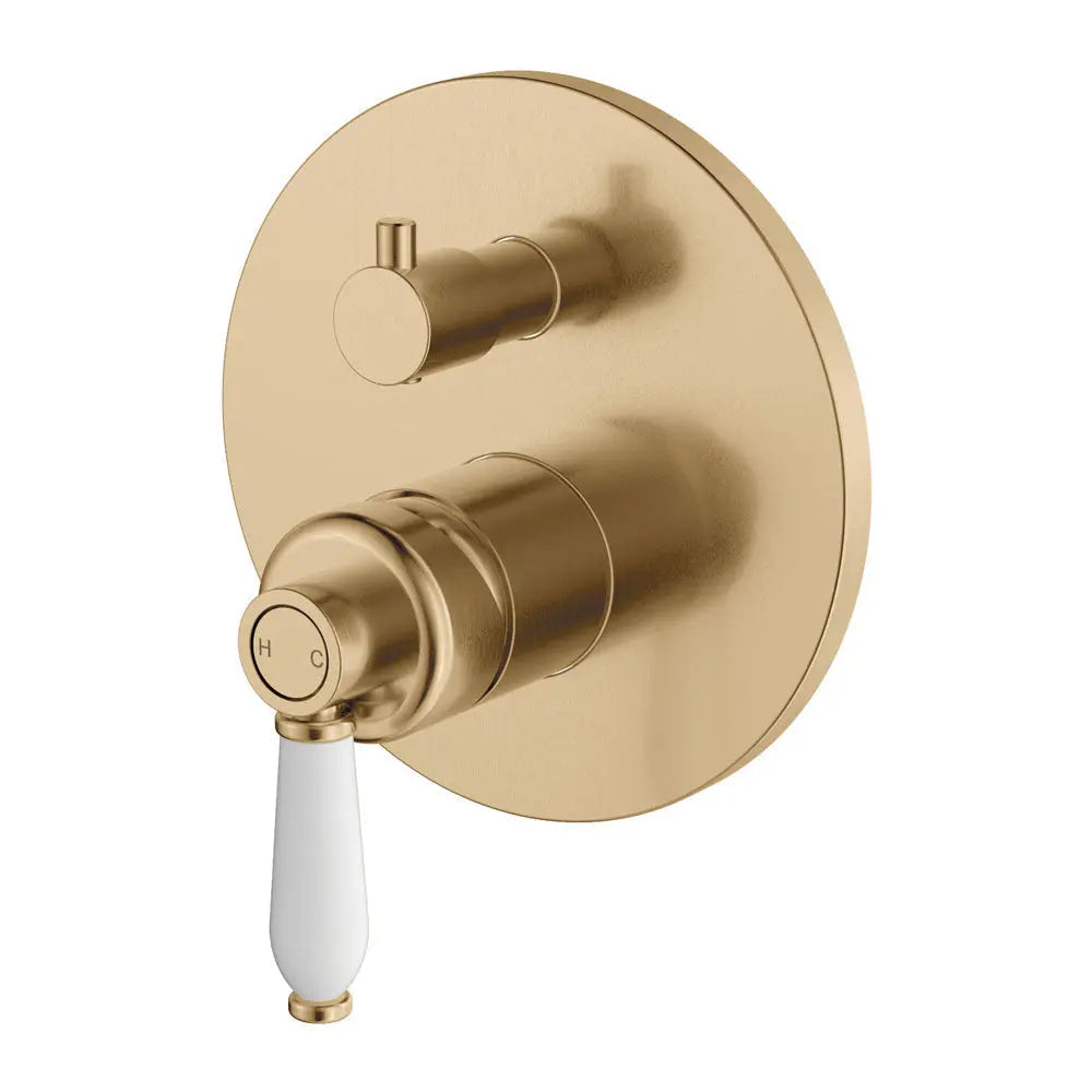 Eleanor Wall Diverter Mixer, Urban Brass / Ceramic fienza