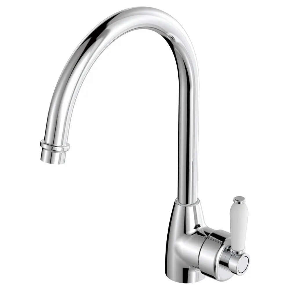 Eleanor Gooseneck Sink Mixer, Chrome / Ceramic fienza