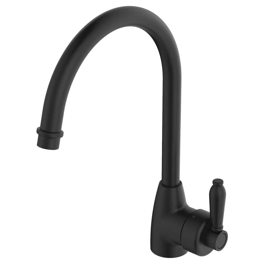 Eleanor Gooseneck Sink Mixer, Matte Black / Matte Black fienza