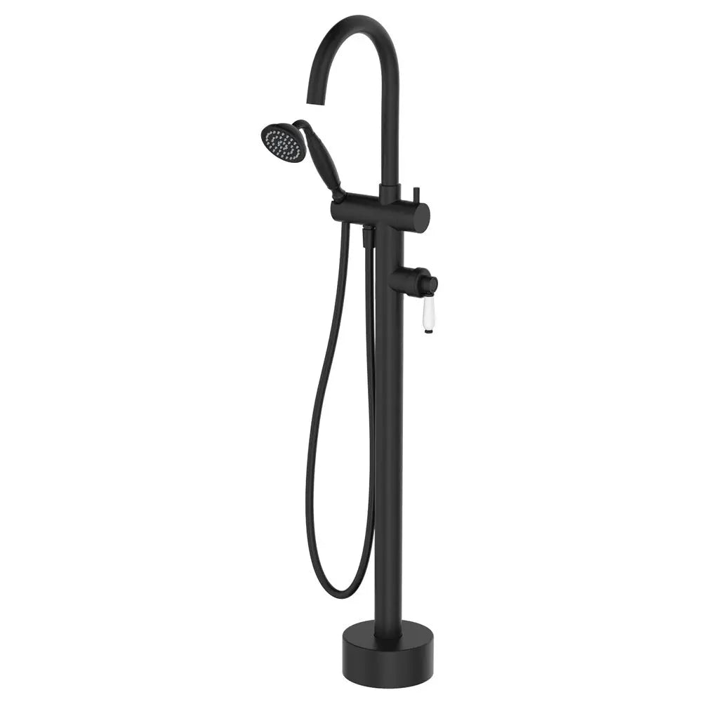 Eleanor Floor Mixer & Shower, Matte Black / Ceramic fienza