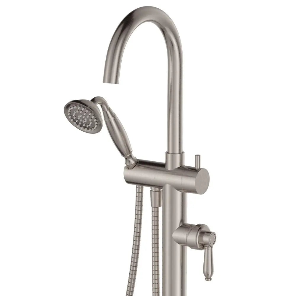 Eleanor Floor Mixer & Shower, Brushed Nickel / Brushed Nickel fienza