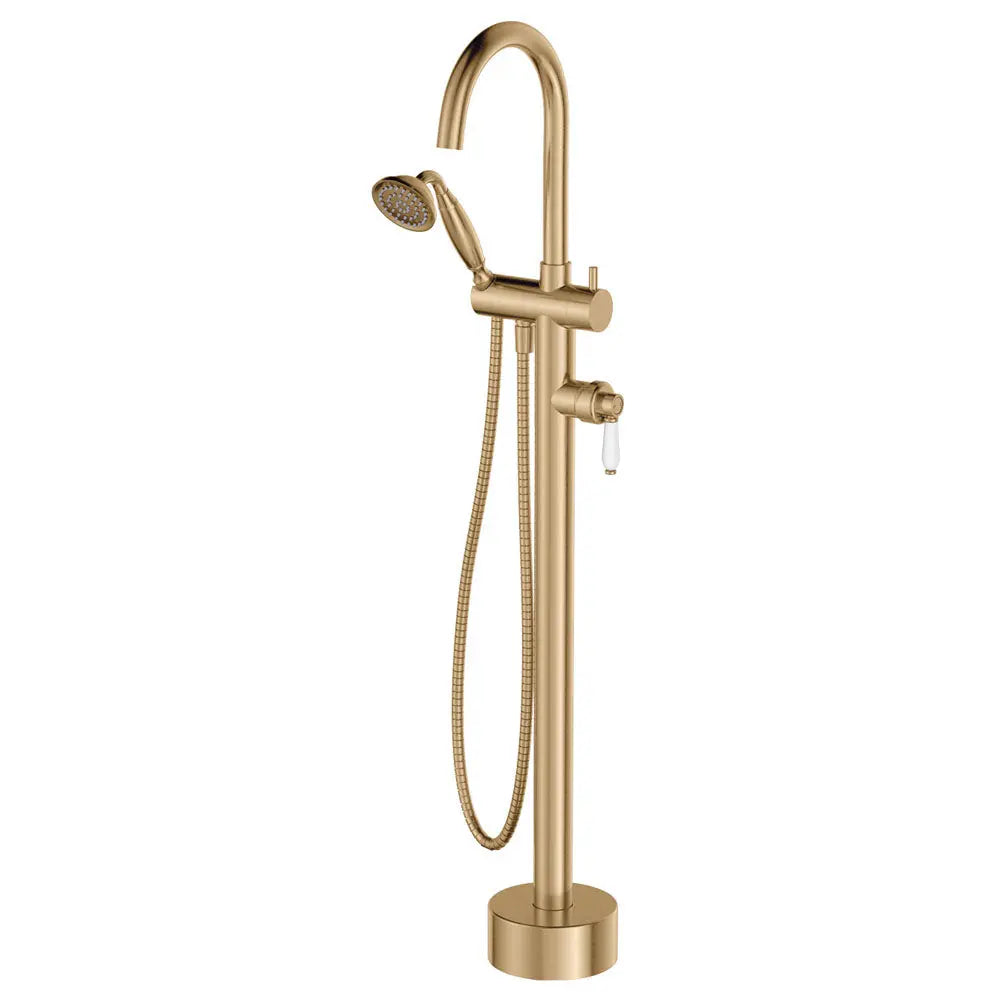 Eleanor Floor Mixer & Shower, Urban Brass / Ceramic fienza