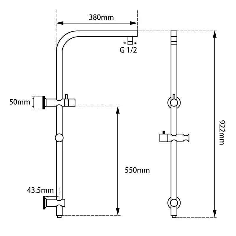 Black Shower Rail Aquaperla