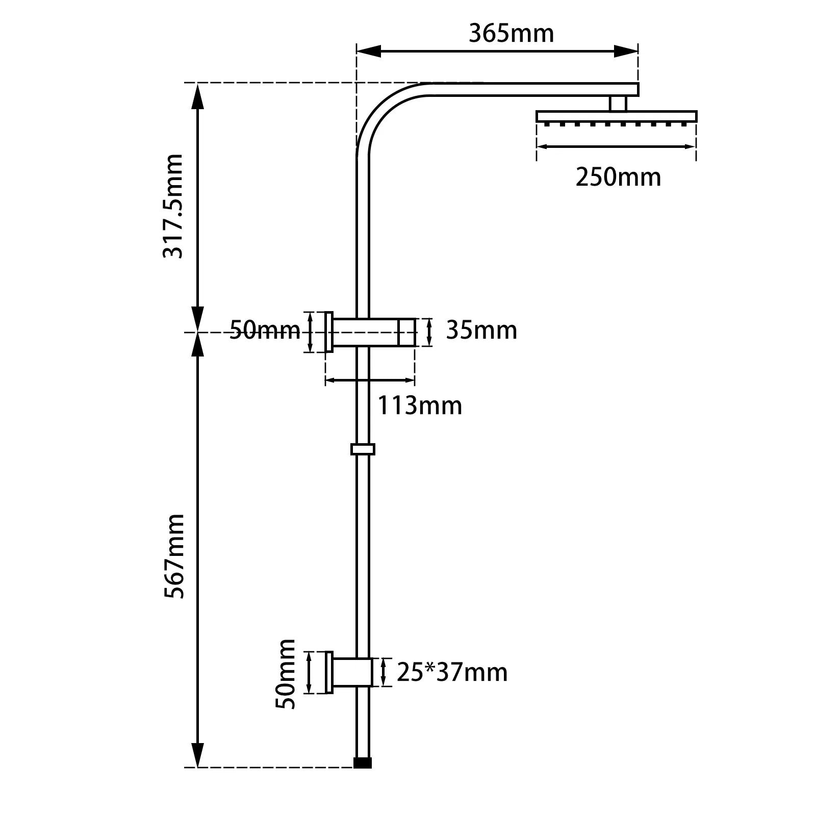 Black Shower Rail Aquaperla