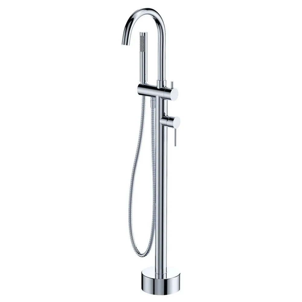 Kaya Floor Mounted Bath Mixer With Hand Shower, Chrome fienza
