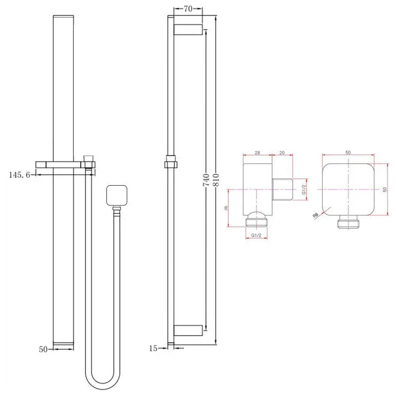 Chrome Shower Rail Aquaperla