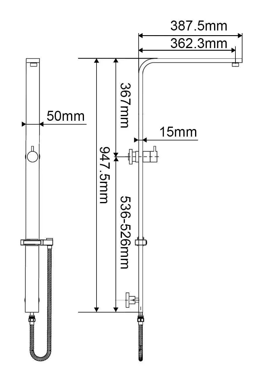 Chrome Shower Rail Aquaperla