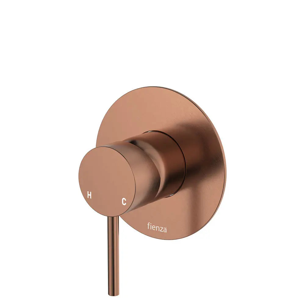 Kaya Wall Mixer, Large Round Plate, Brushed Copper fienza