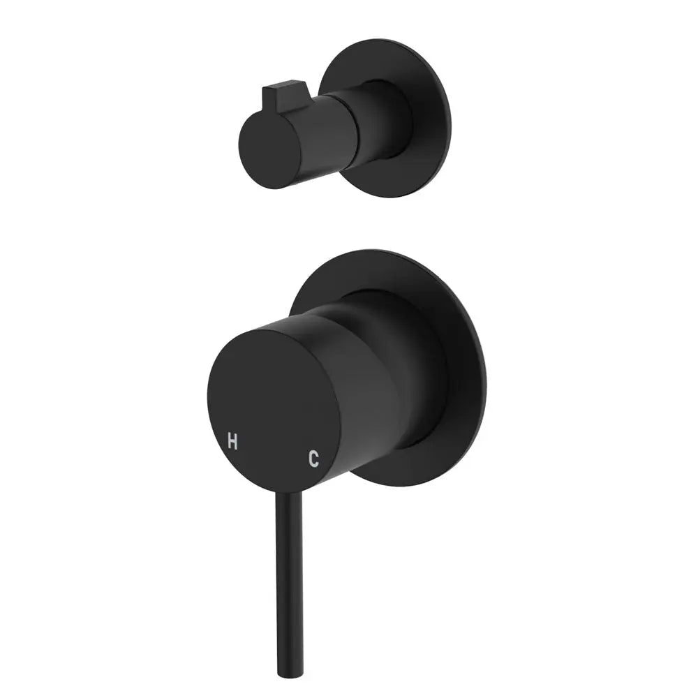 Kaya Wall Diverter Mixer, Small Round Plates, Matte Black fienza