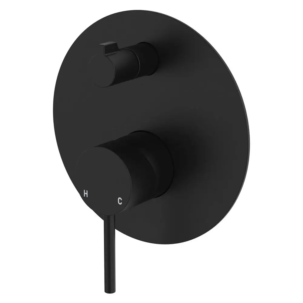 Kaya Wall Diverter Mixer, Large Round Plate, Matte Black fienza