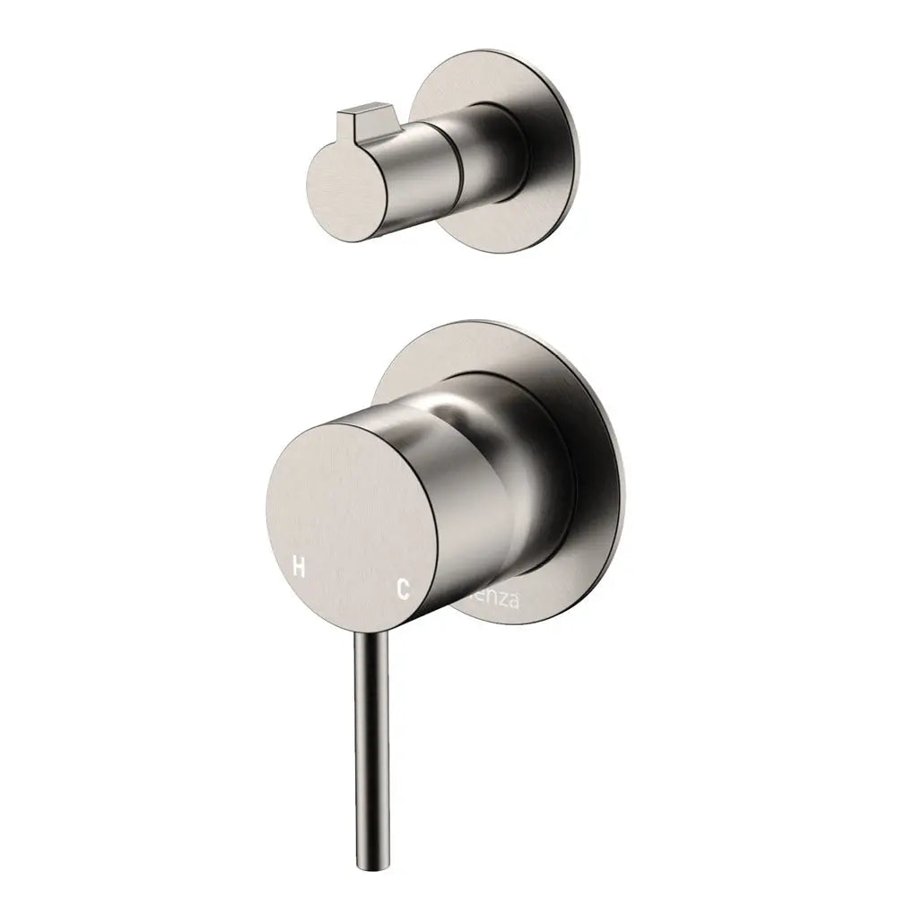 Kaya Wall Diverter Mixer, Small Round Plates, Brushed Nickel fienza