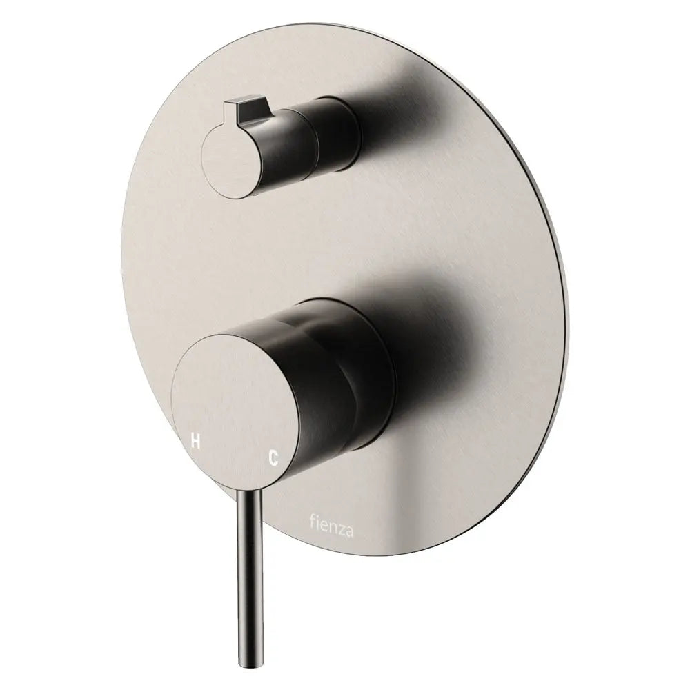Kaya Wall Diverter Mixer, Large Round Plate, Brushed Nickel fienza