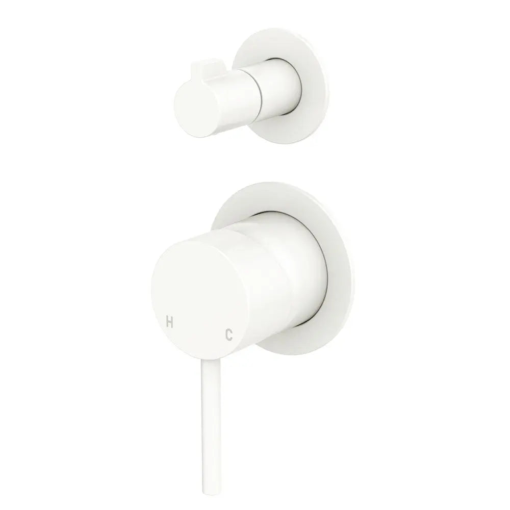 Kaya Wall Diverter Mixer, Small Round Plates, Matte White fienza