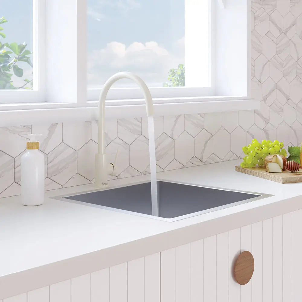 Kaya Ambience Sink Mixer, Gloss Warm White fienza