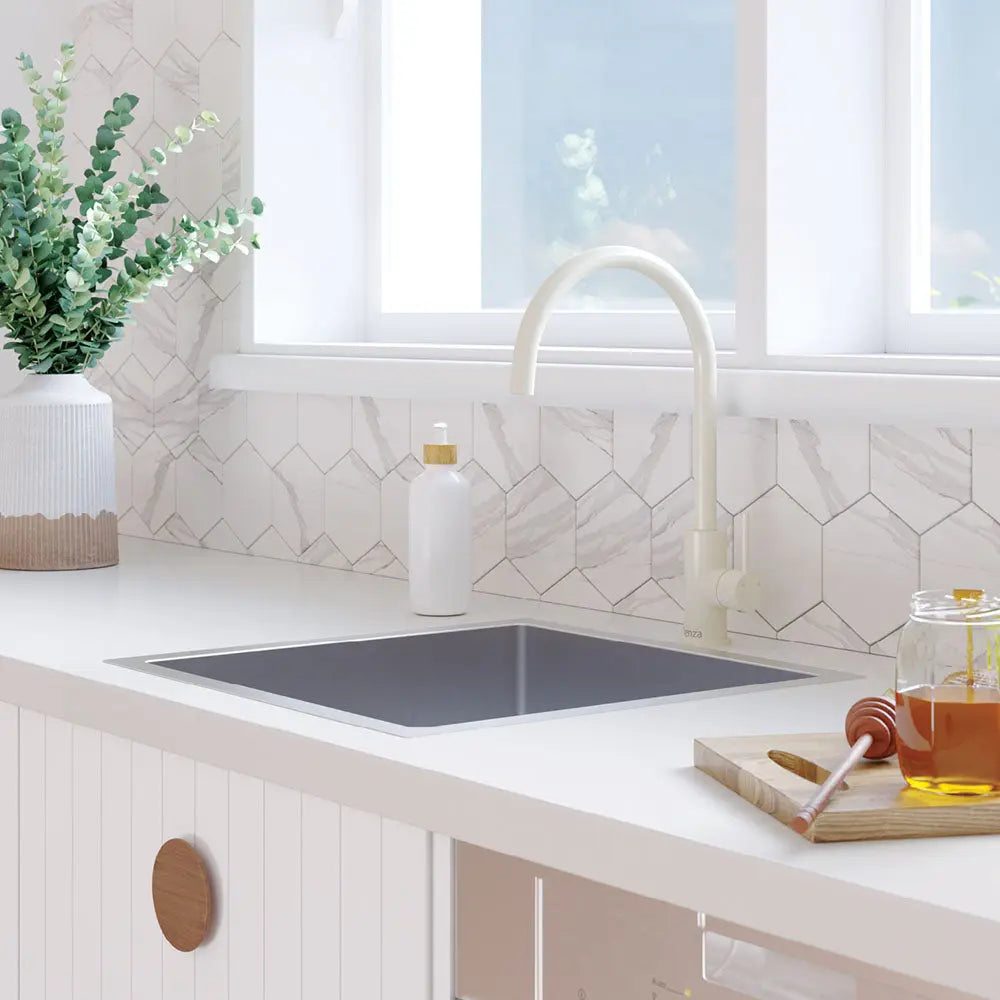 Kaya Ambience Sink Mixer, Gloss Warm White fienza