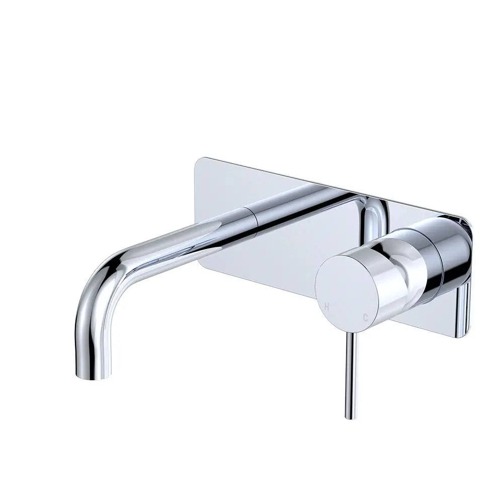 Kaya Basin/Bath Wall Mixer Set, Rectangular Plates, 130mm Outlet, Chrome fienza