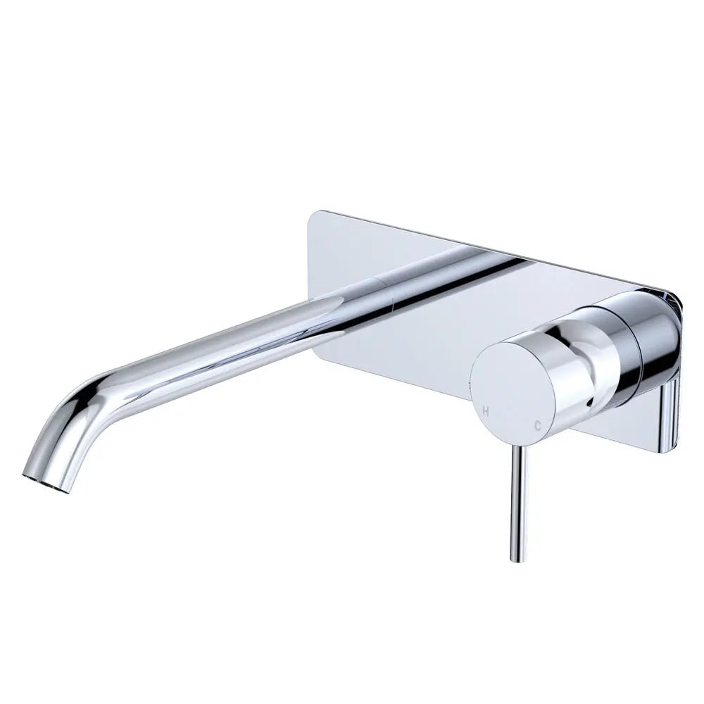 Kaya Basin/Bath Wall Mixer Set, Rectangular Plate, 200mm Outlet,Chrome fienza