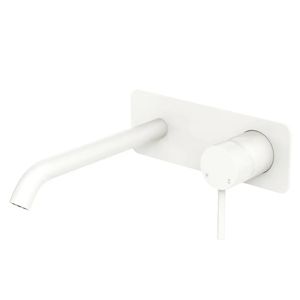 Kaya Basin/Bath Wall Mixer Set, Rectangular Plate, 200mm Outlet, Matte White fienza
