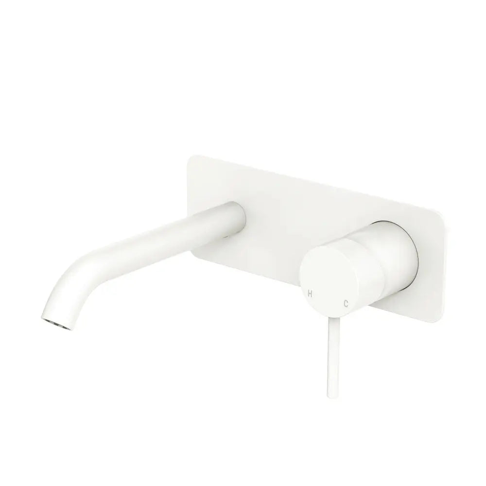 Kaya Basin/Bath Wall Mixer Set, Rectangular Plate, 160mm Outlet, Matte White fienza