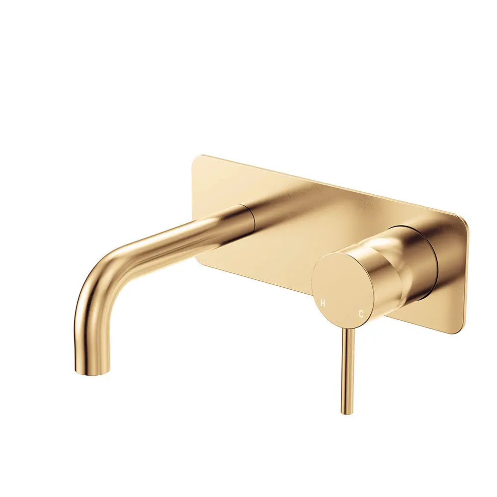 Kaya Basin/Bath Wall Mixer Set, Rectangular Plates, 130mm Outlet, Urban Brass fienza