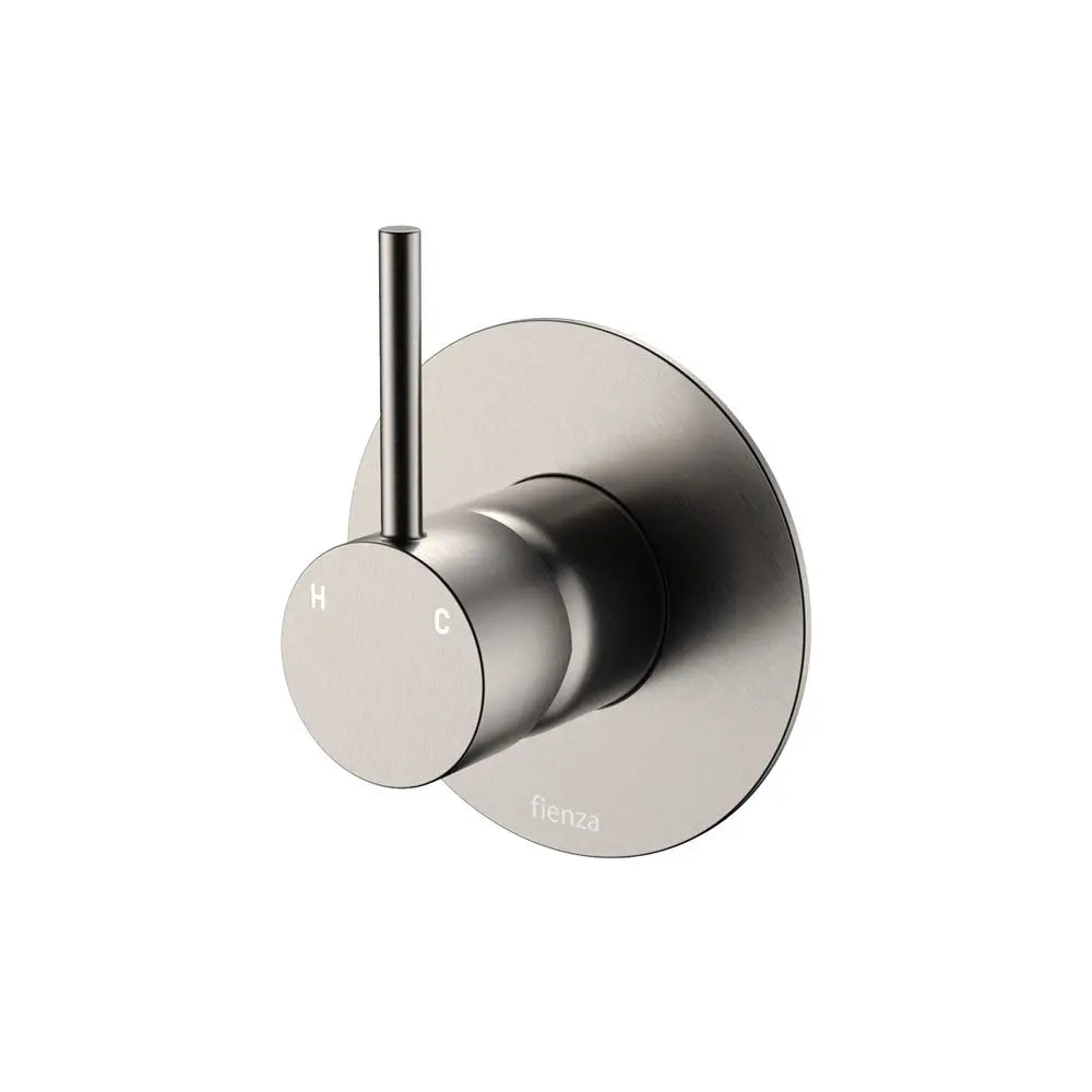 Kaya Up Wall Mixer, Large Round Plate, Brushed Nickel fienza