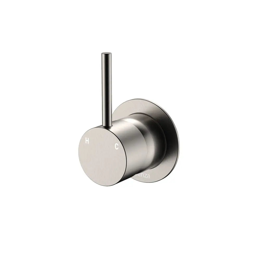 Kaya Up Wall Mixer, Small Round Plate, Brushed Nickel fienza