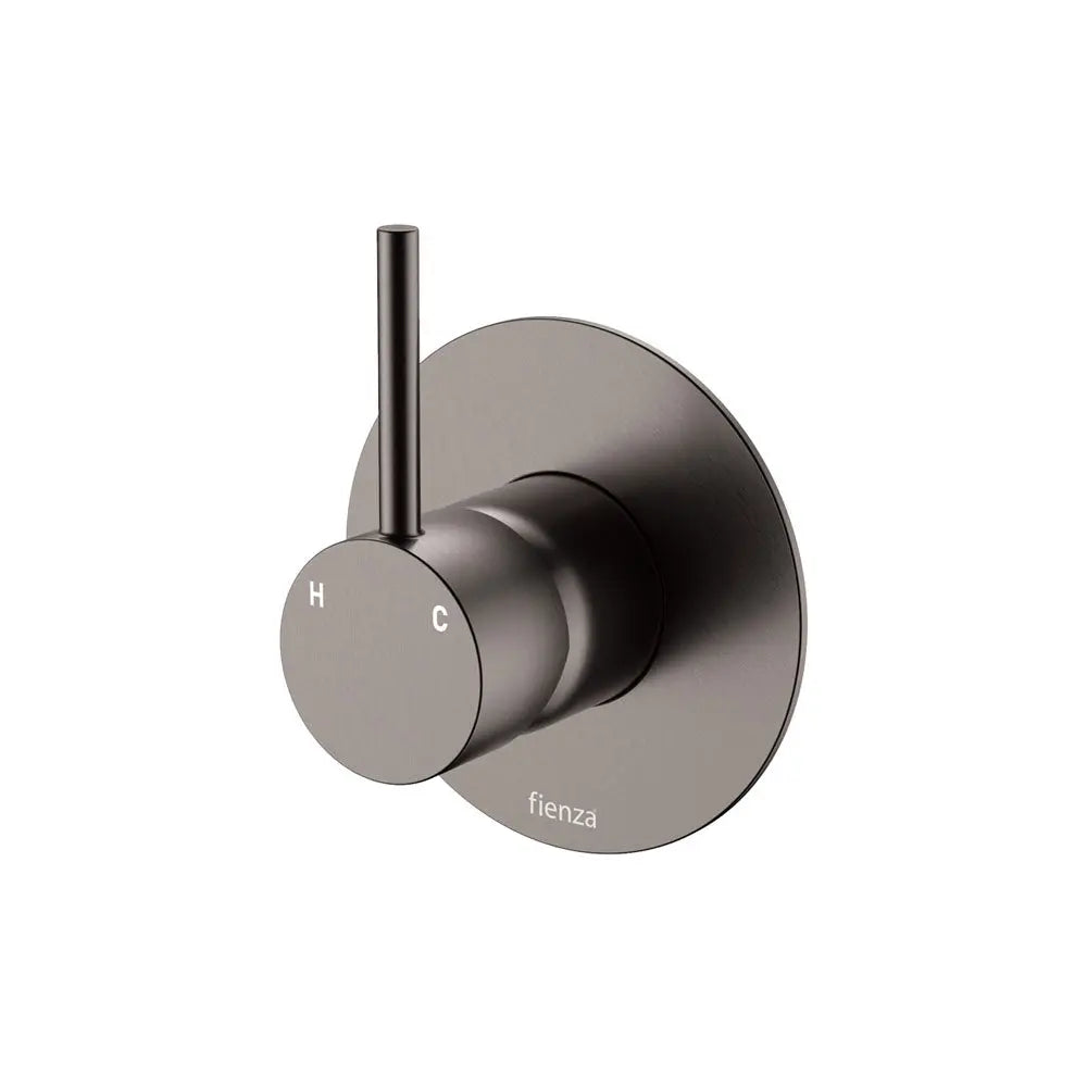 Kaya Up Wall Mixer, Large Round Plate, Gun Metal fienza