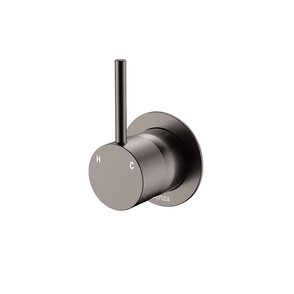 Kaya Up Wall Mixer, Small Round Plate, Gun Metal fienza